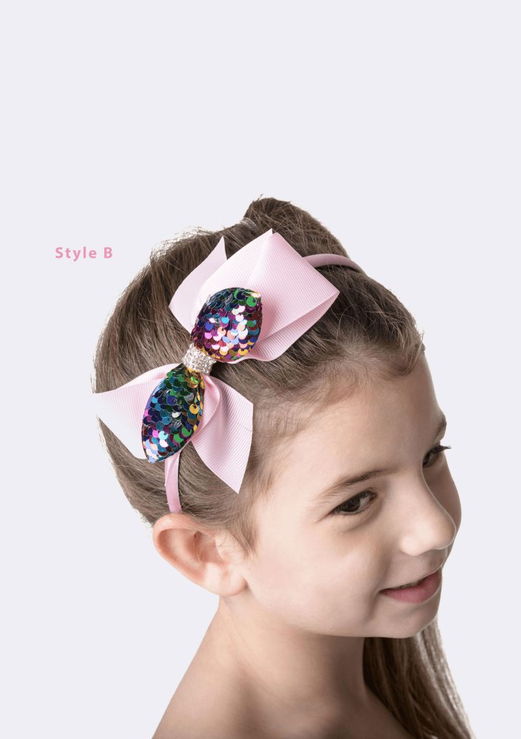 big bow headband rainbow sequin