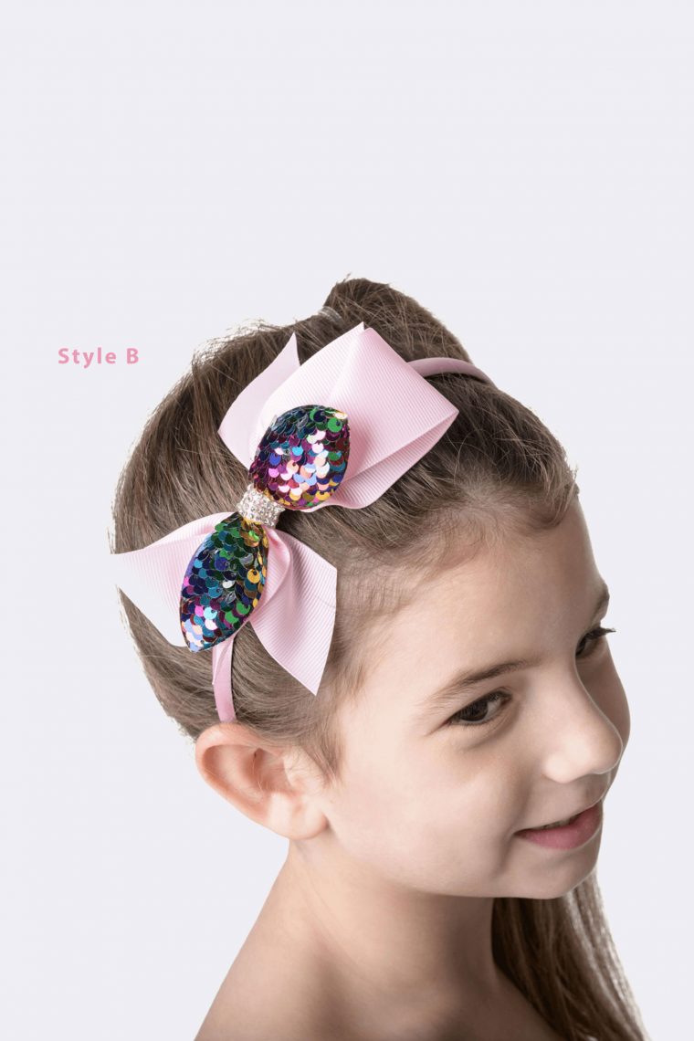 big bow headband rainbow sequin