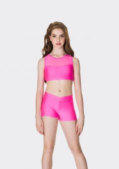 mesh crop top hot pink