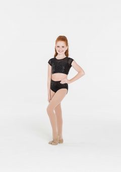 attitude sequin crop top black