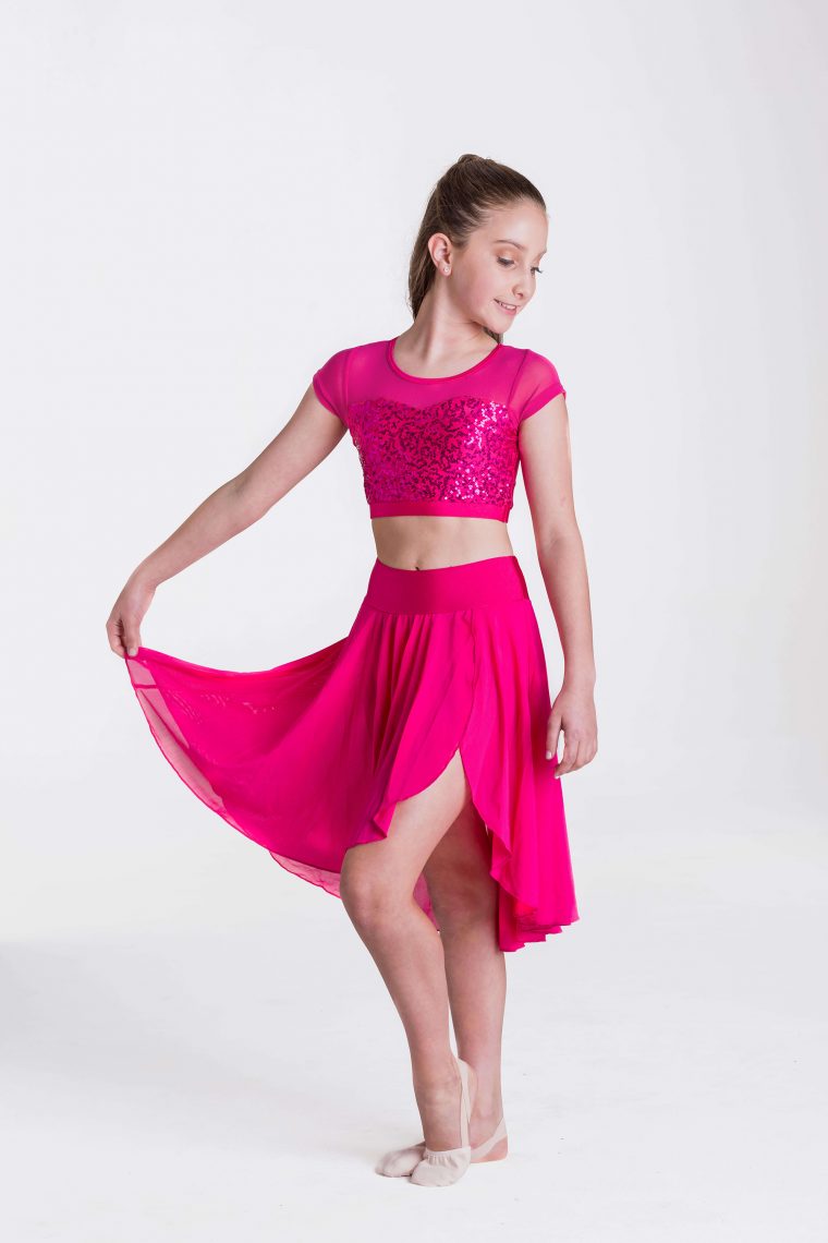 attitude sequin crop top fuchsia