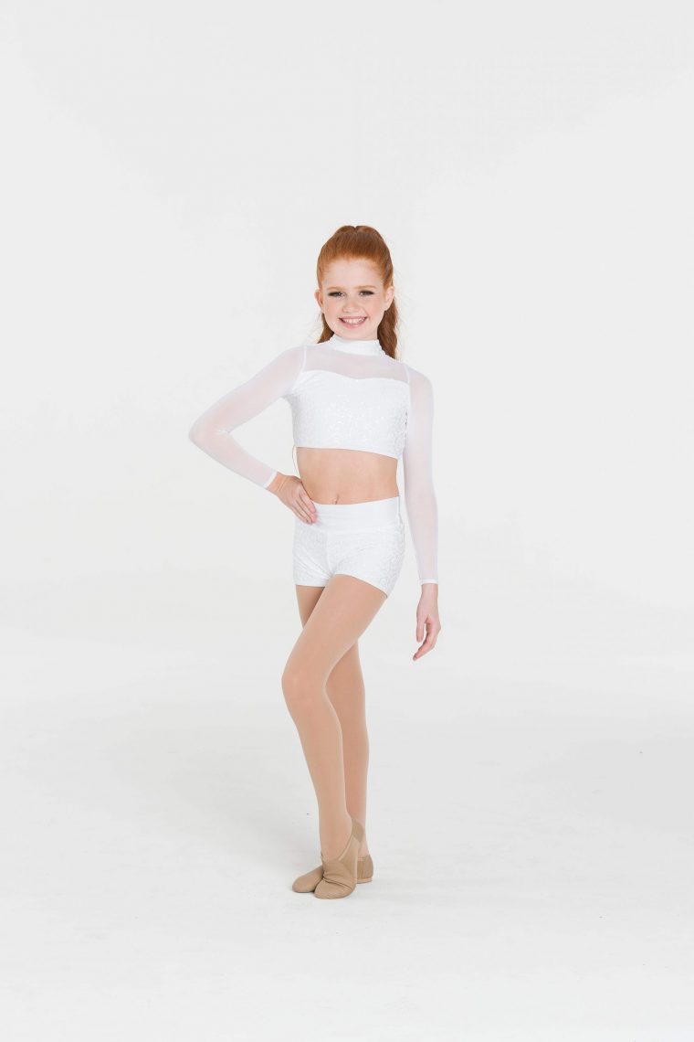 down town long sleeve crop top white