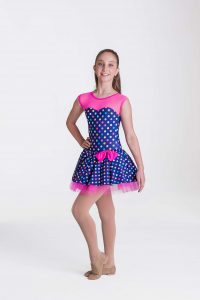 polka dot princess dress navy