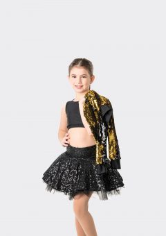 stage lights cropped jacket metallic gold