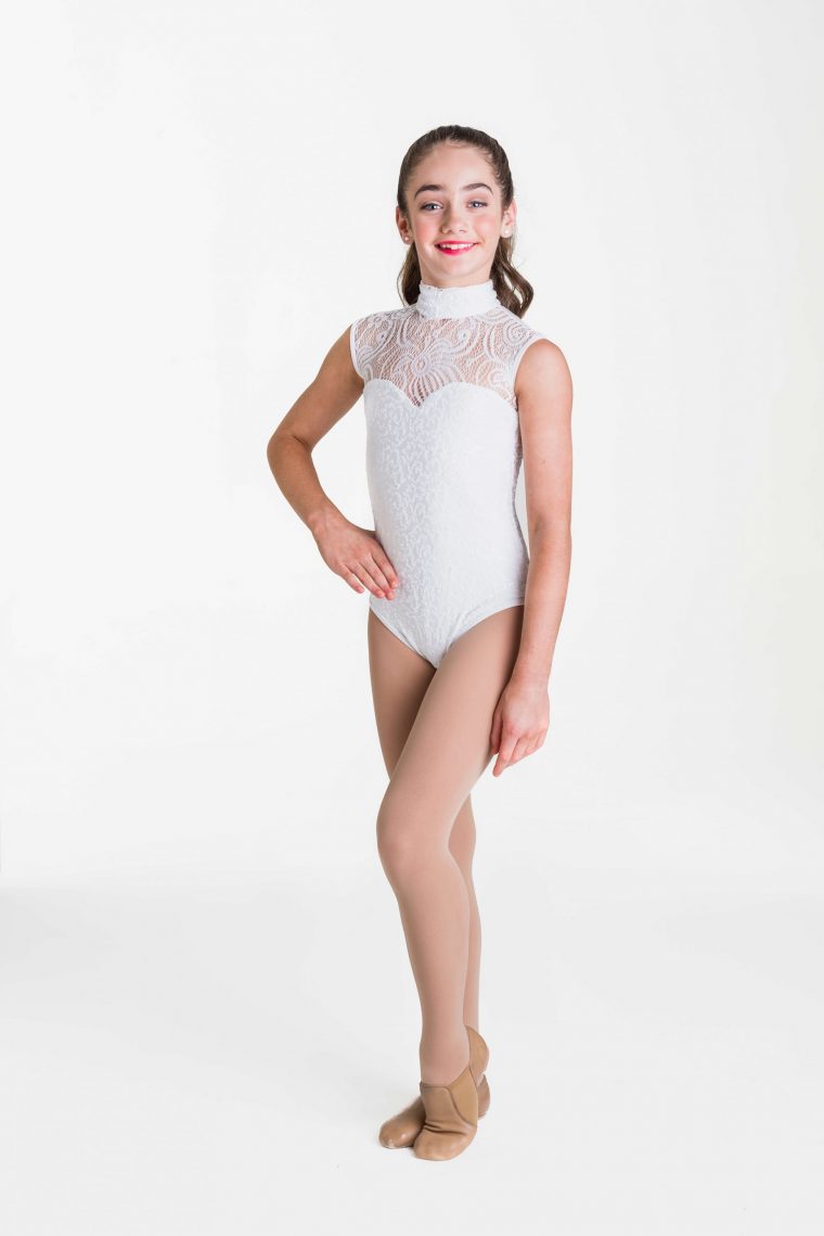 deco lace leotard white