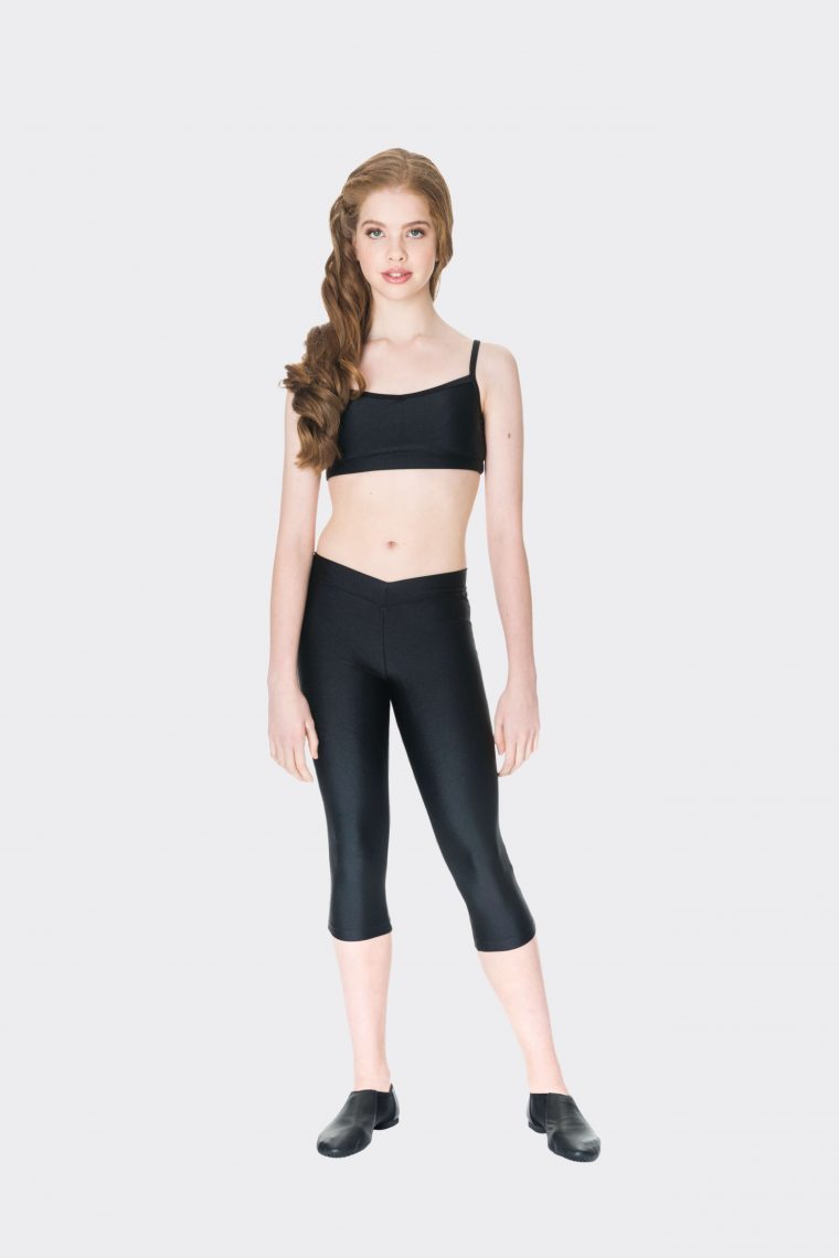 black 3/4 nylon leggings