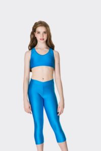 turquoise 3/4 nylon leggings