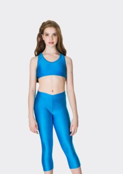 turquoise 3/4 nylon leggings