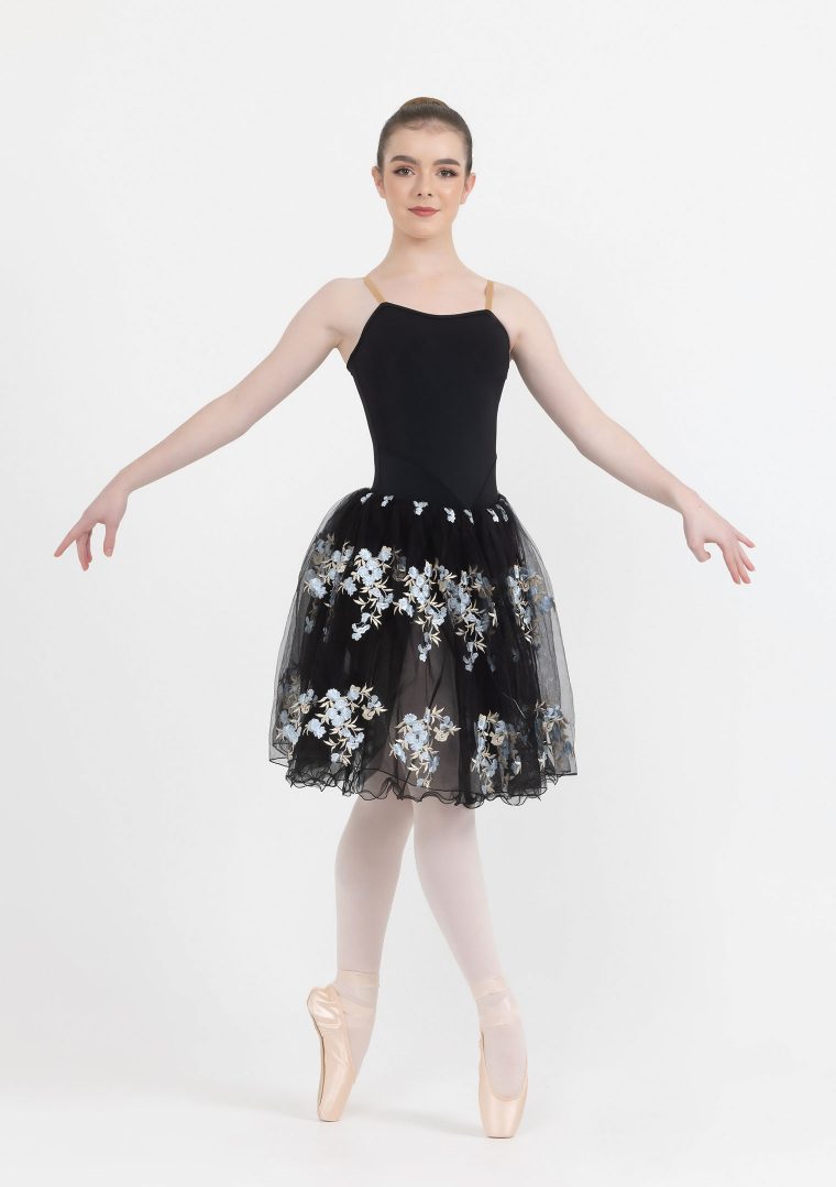 floral romance tutu black