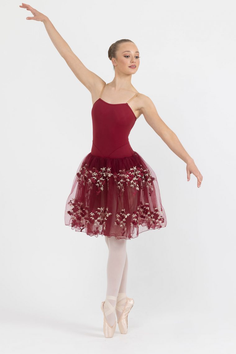 floral romance tutu burgundy