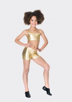 Nylon hot shorts Metallic gold
