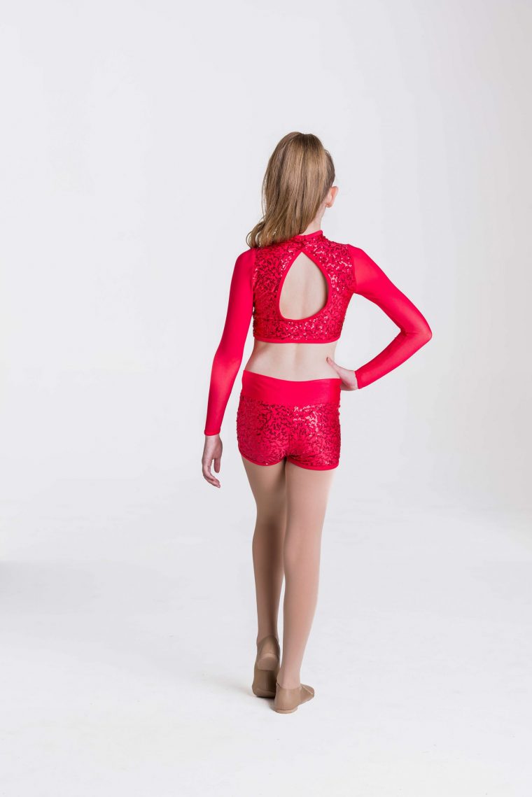 attitude sequin shorts red