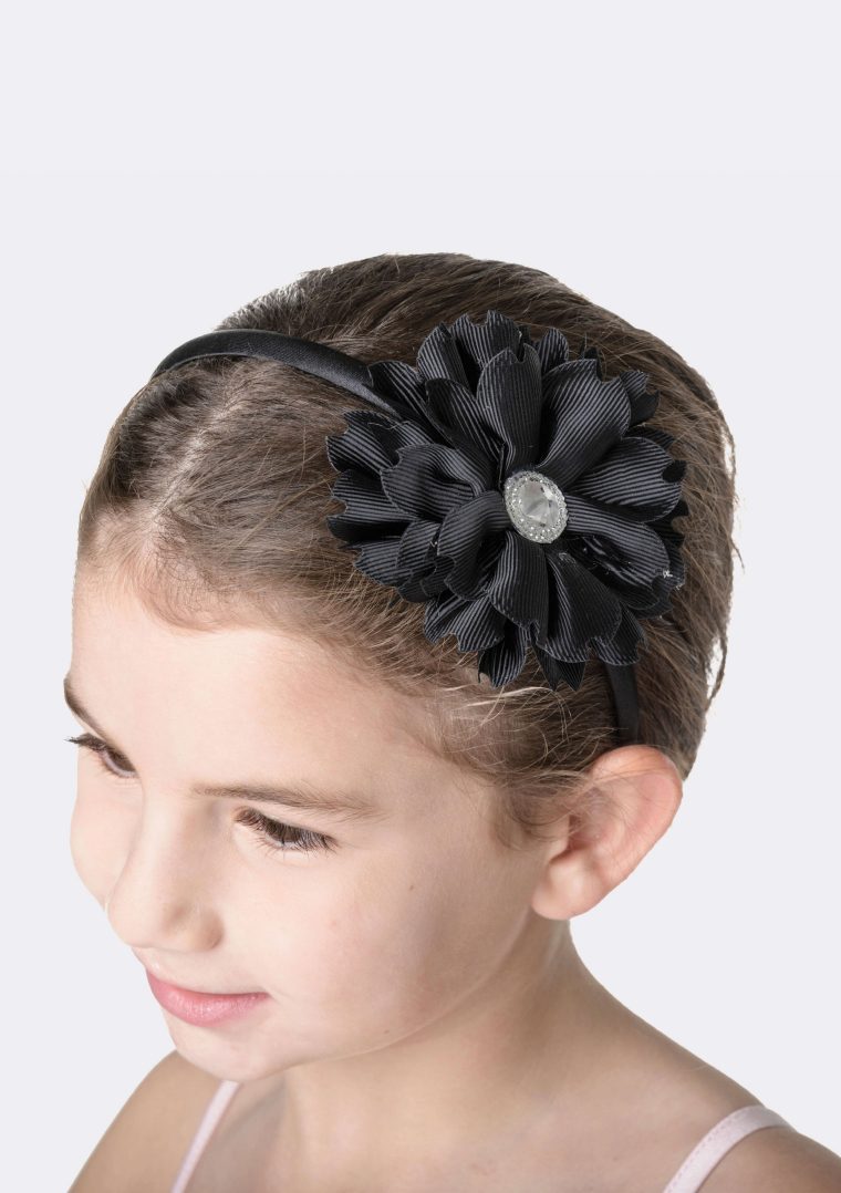 flower jewel headband black