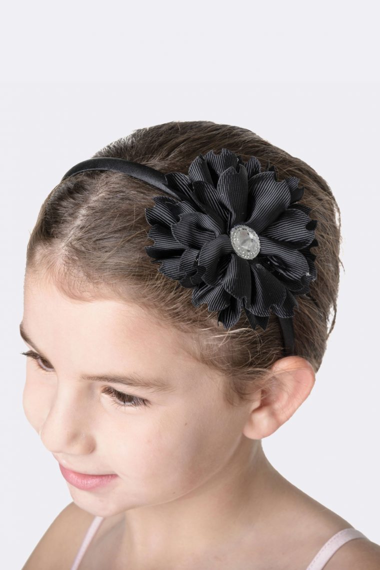 flower jewel headband black