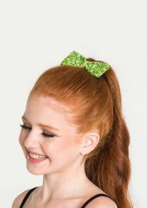 sequin hair bow lime