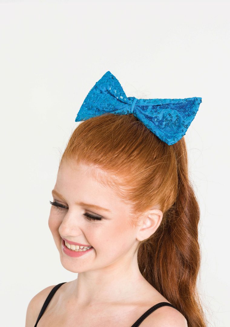 sequin hair bow turquoise