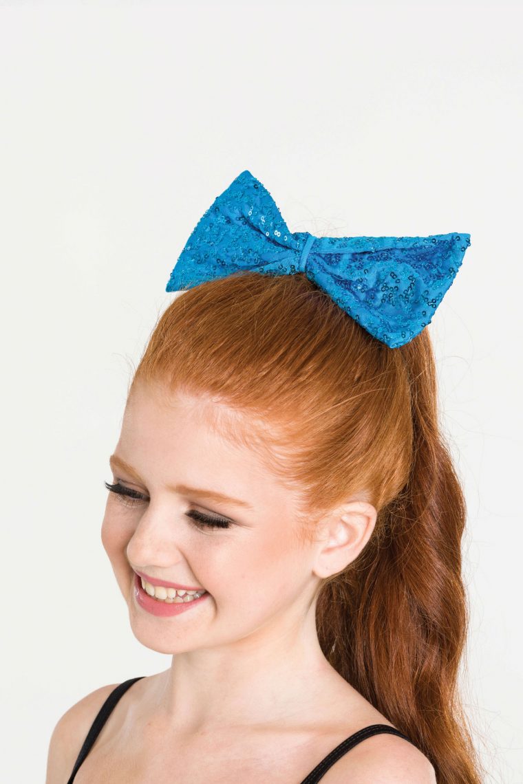 sequin hair bow turquoise