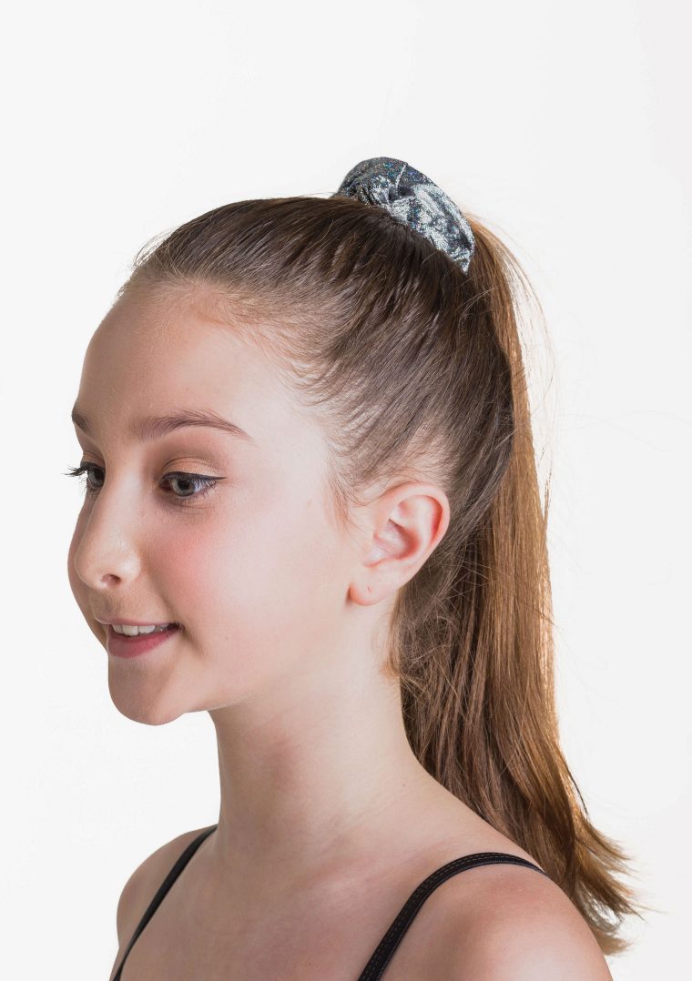 metallic scrunchie black