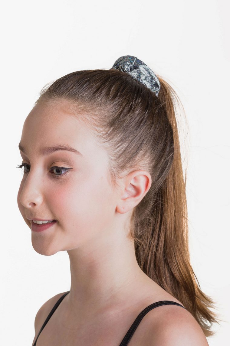 metallic scrunchie black
