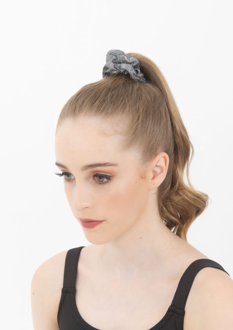 metallic scrunchie black