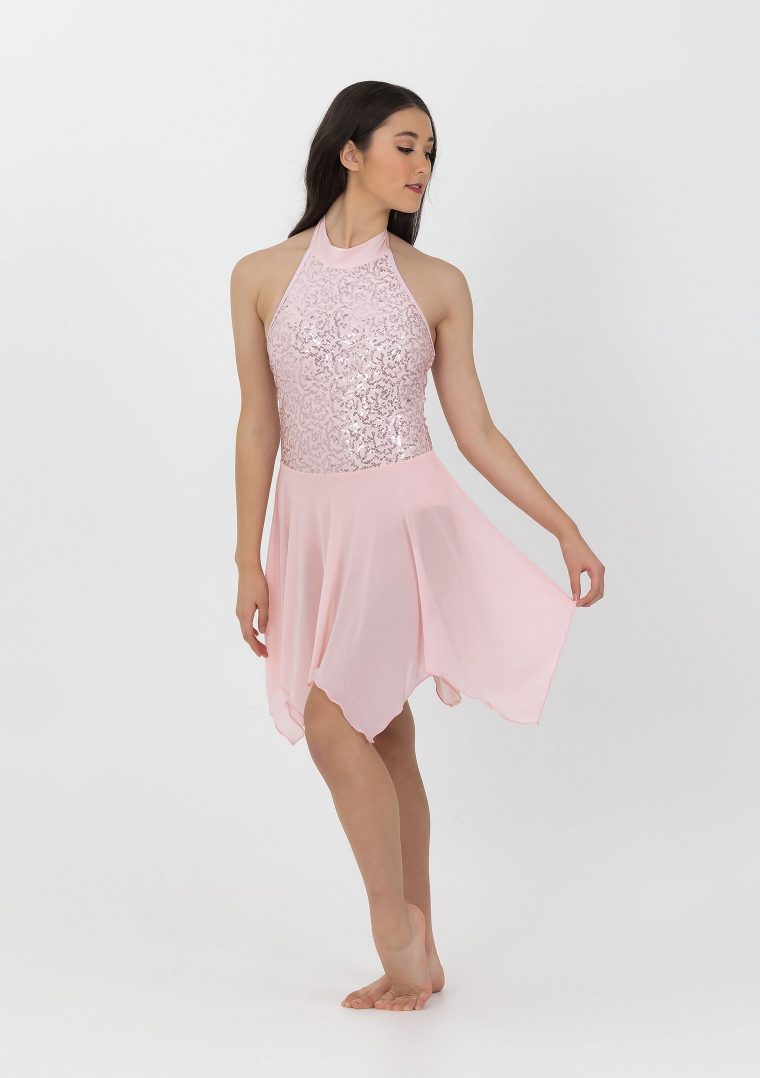 pastel essence sequin lyrical dress pale pink