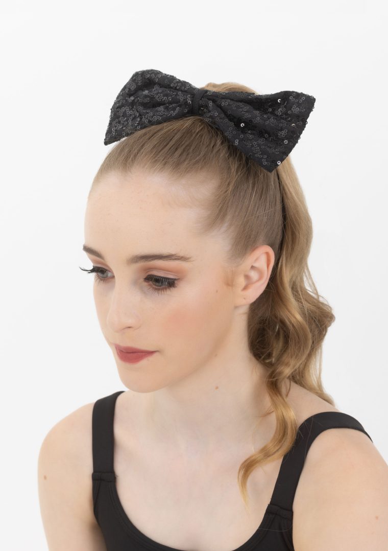 sequin bow black