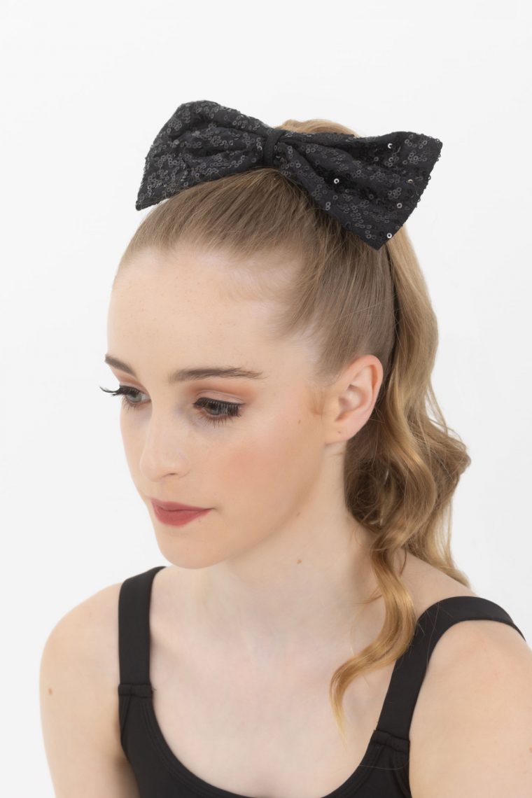 sequin bow black