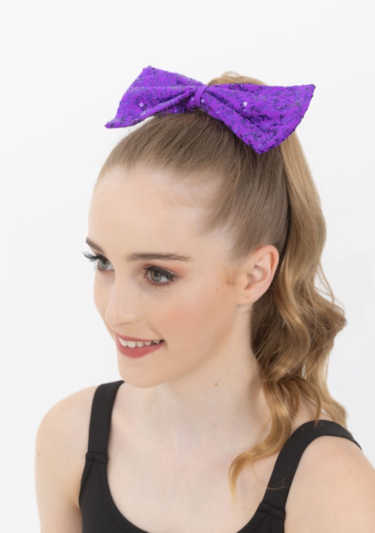 sequin bow purple