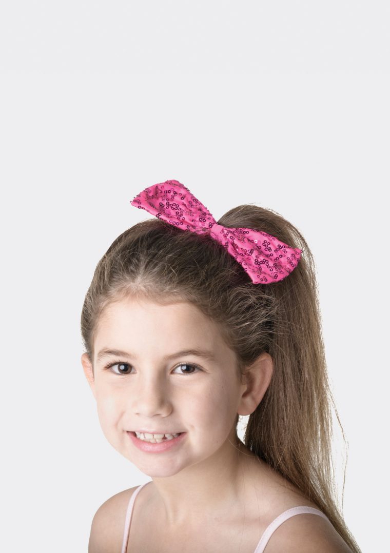 sequin hair bow hot pink