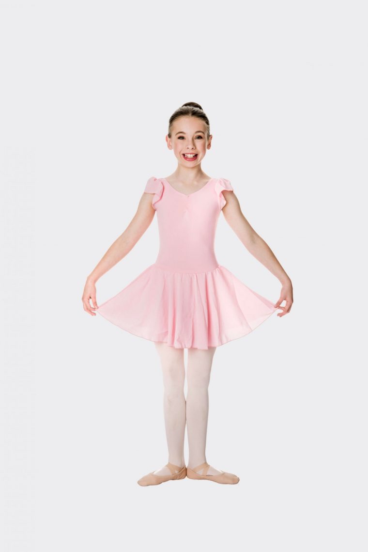 Cap sleeve chiffon dress ballet pink