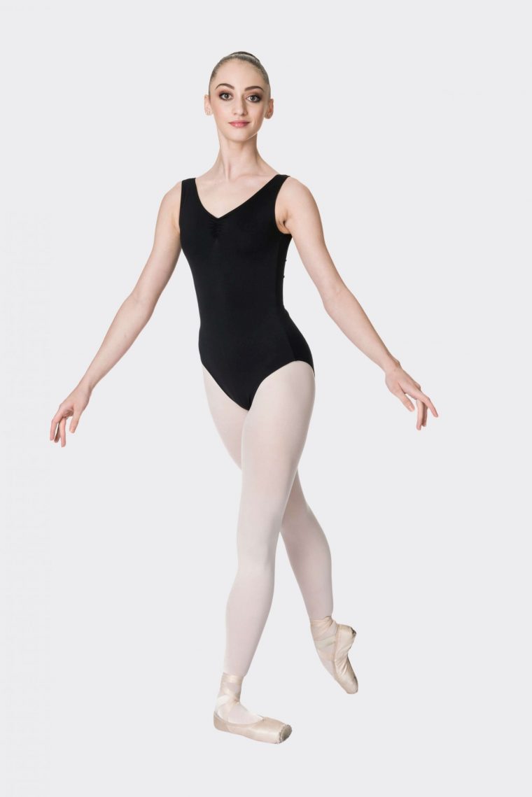 premium thick strap leotard black