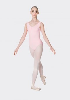 premium thick strap leotard ballet pink