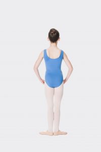 premium thick strap leotard cornflower blue