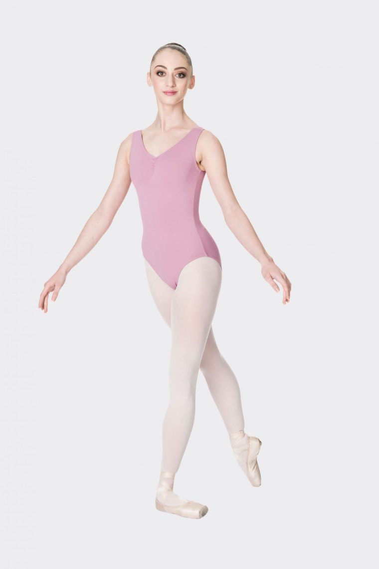 premium thick strap leotard dusty pink