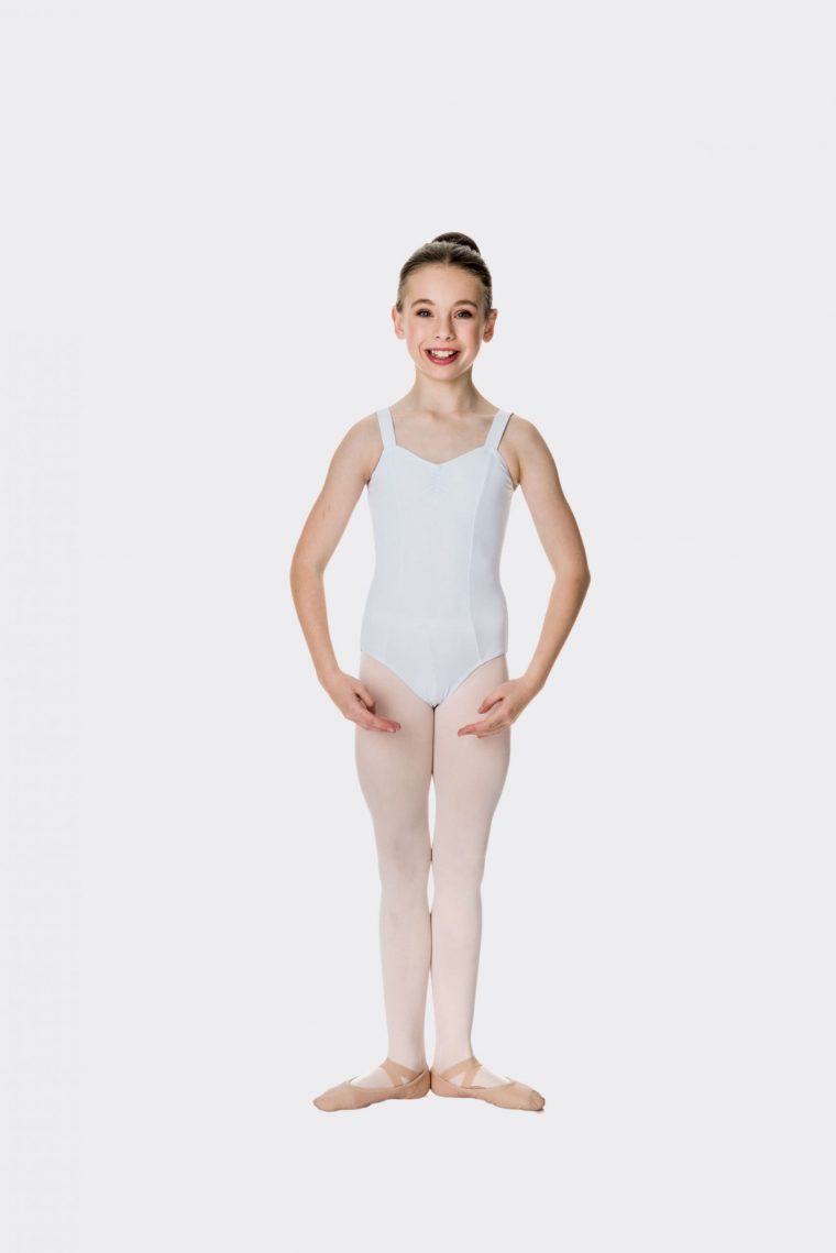 wide strap leotard white