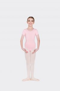 short sleeve leotard ballet pink