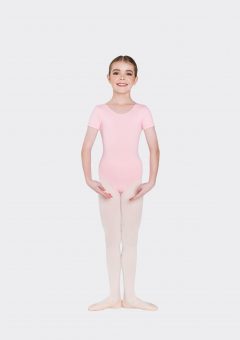 short sleeve leotard ballet pink