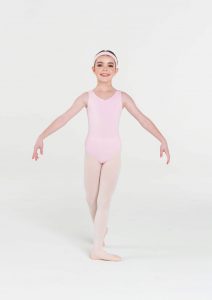 classic thick strap leotard pale pink