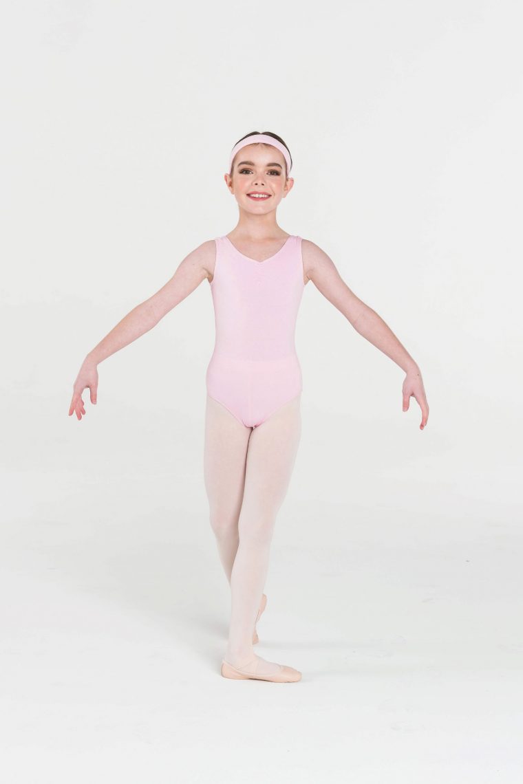 classic thick strap leotard pale pink