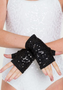 sequin gloves black