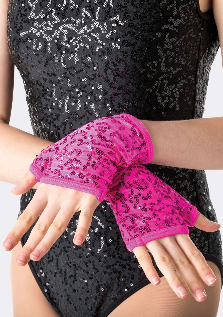 sequin gloves pink