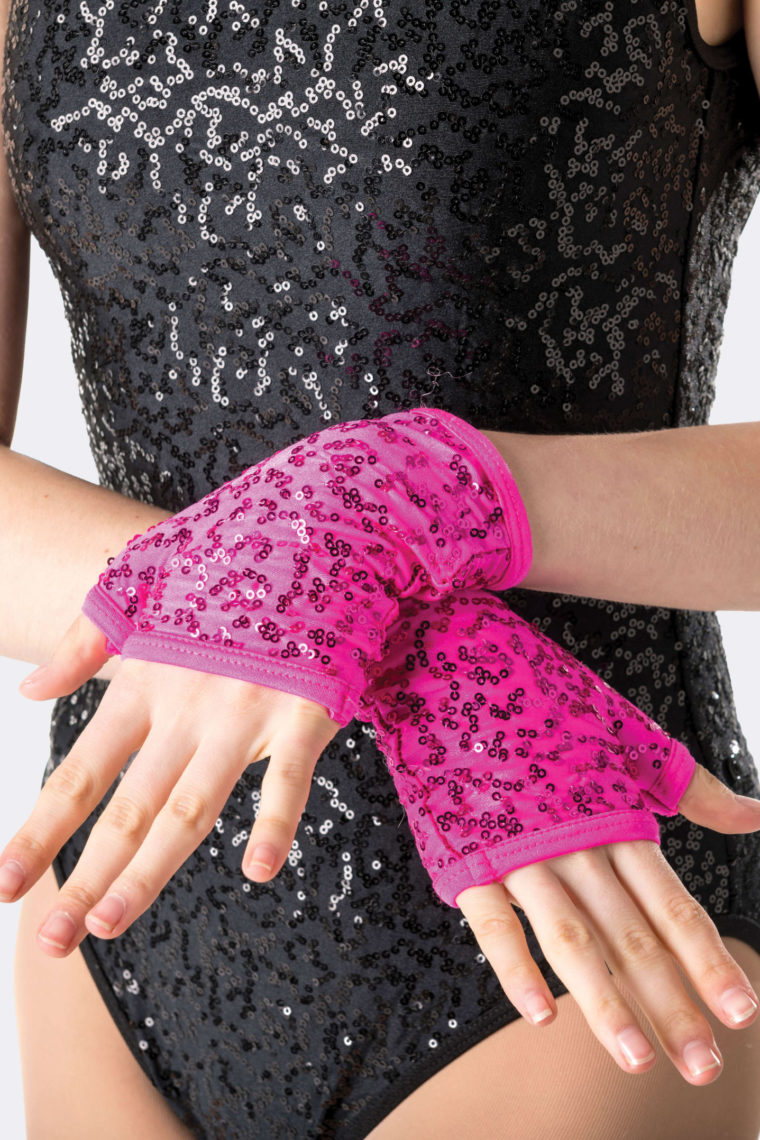 sequin gloves pink