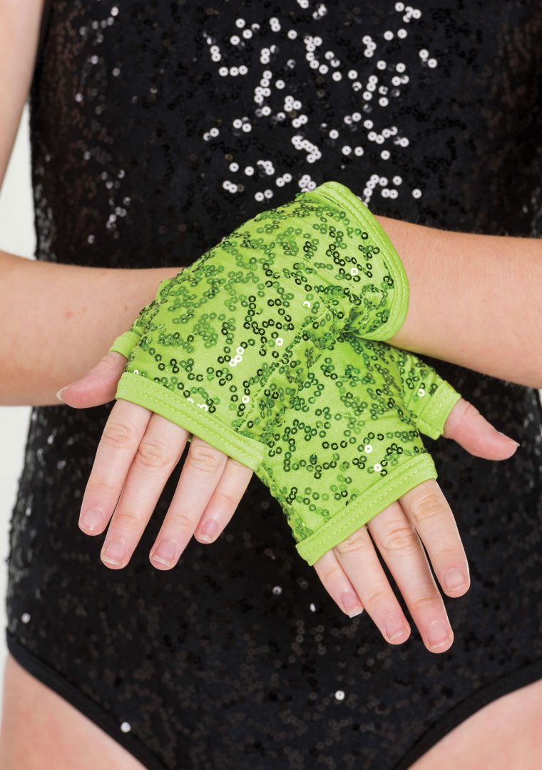 sequin gloves green