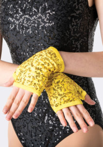 sequin gloves yellow