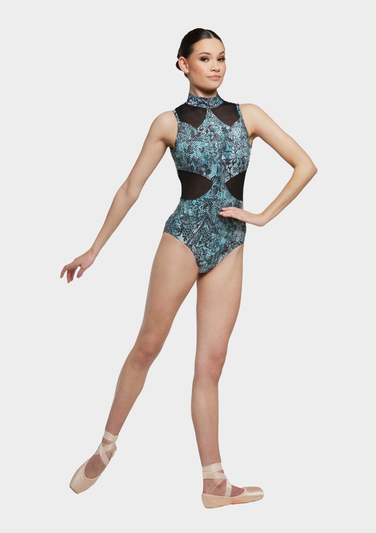 vanessa leotard green wild lace