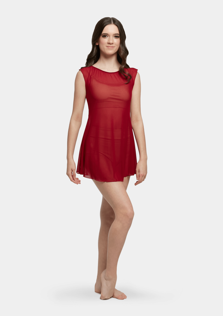 mesh slip dress red