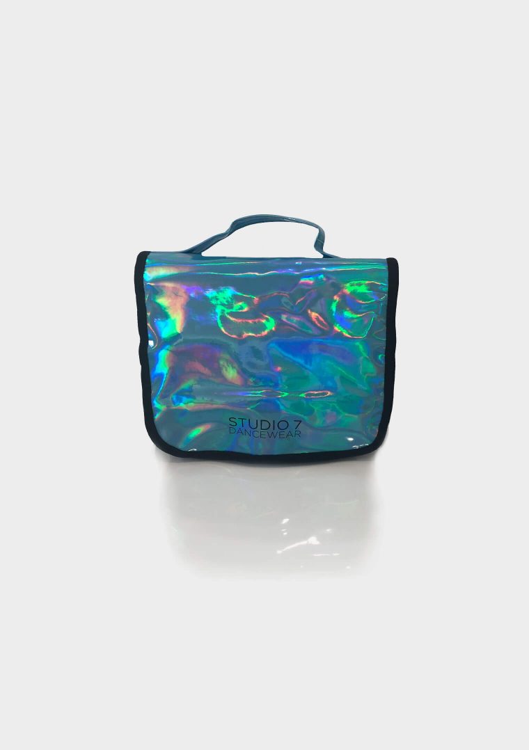 holographic makeup bag sky blue