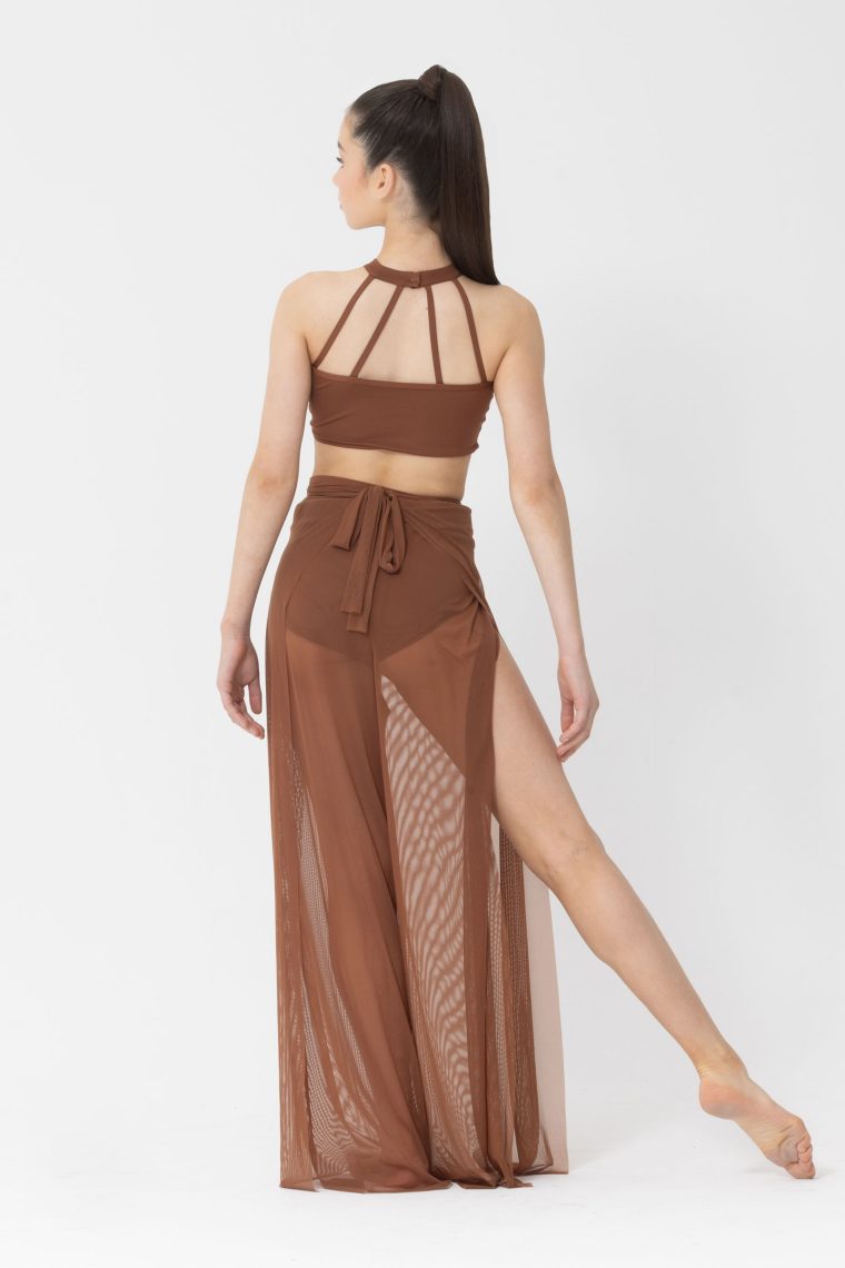 mesh performance crop mocha brown
