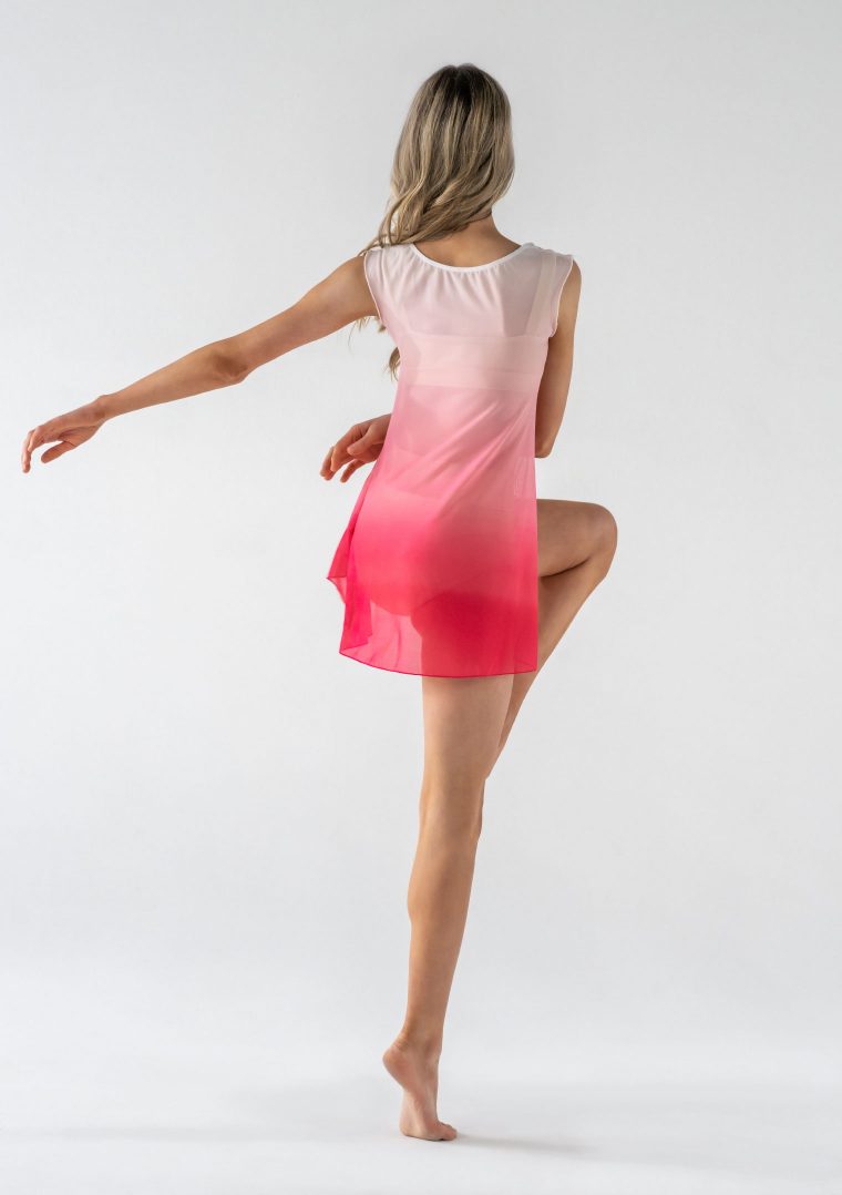 mesh slip dress ombre coral pink