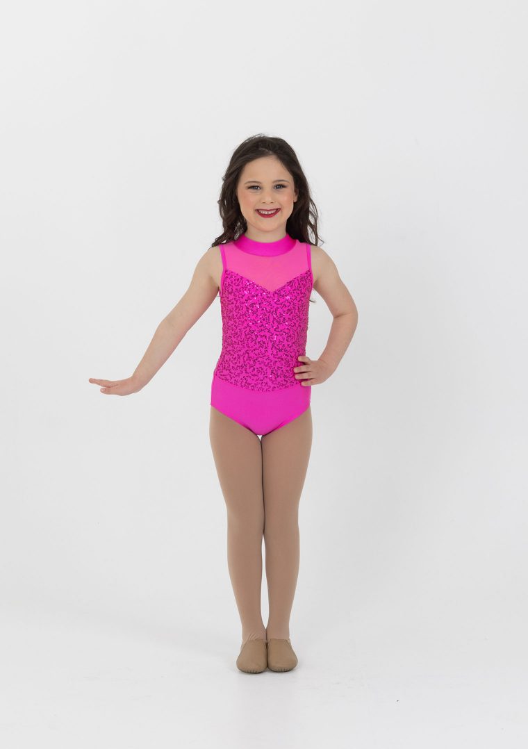 evie leotard sequin hot pink